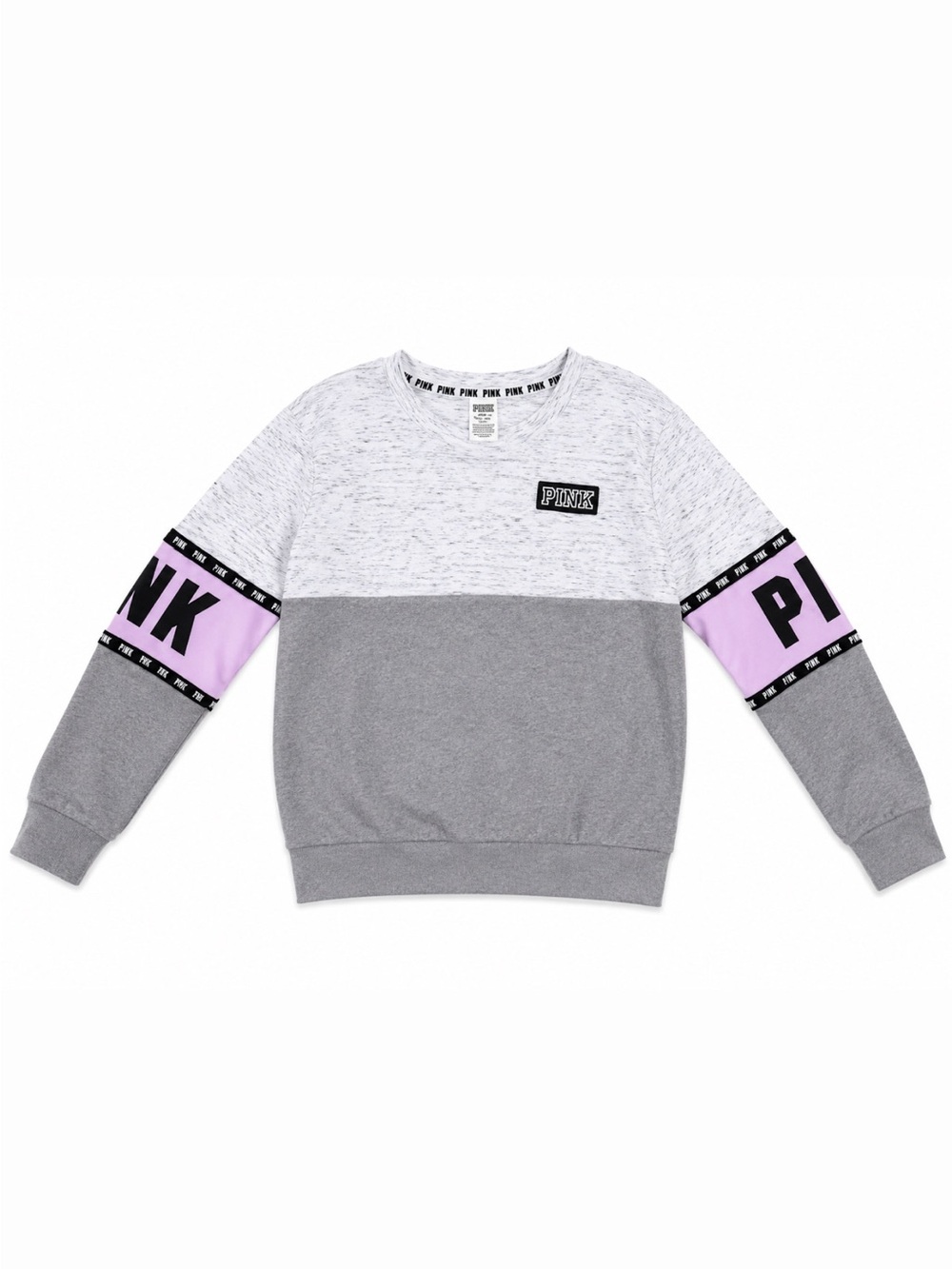 PINK Victoria's Secret Gray & Light Violet Colorblock Crewneck Sweatshirt